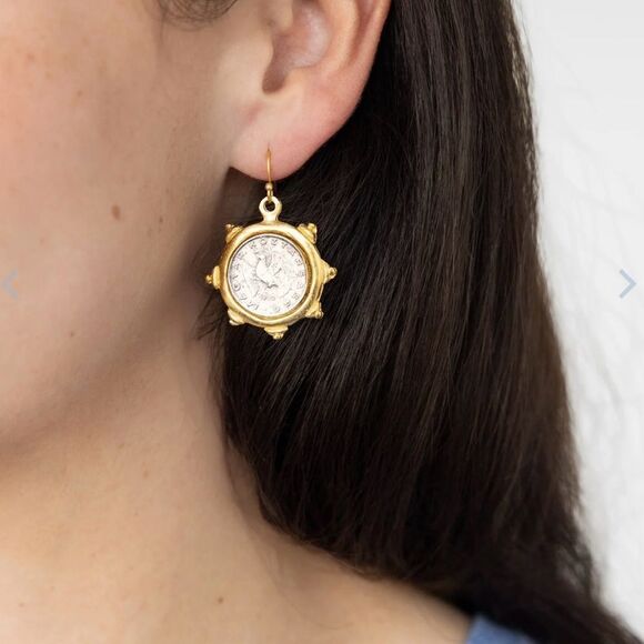 Gold Dove Drop Earrings - Picture 2 of 4